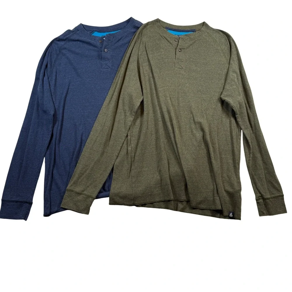 The North Face Henley Shirt‎ Men Large Blue Green 2 Pack Long Sleeve